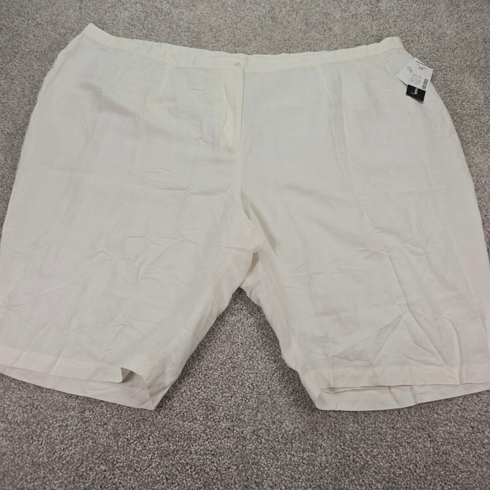 Maggie Barnes White Linen Blend Shorts Womens 5X‎ Plus Size 34/36 New